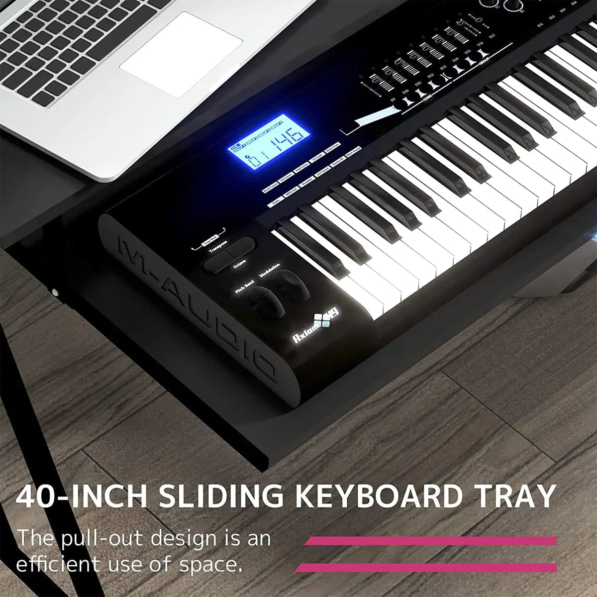 Suitor Wooden Top Music Recording Studio Desk with Keyboard Tray Black Acme Furniture