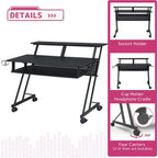 Suitor Wooden Top Music Recording Studio Desk with Keyboard Tray Black Acme Furniture