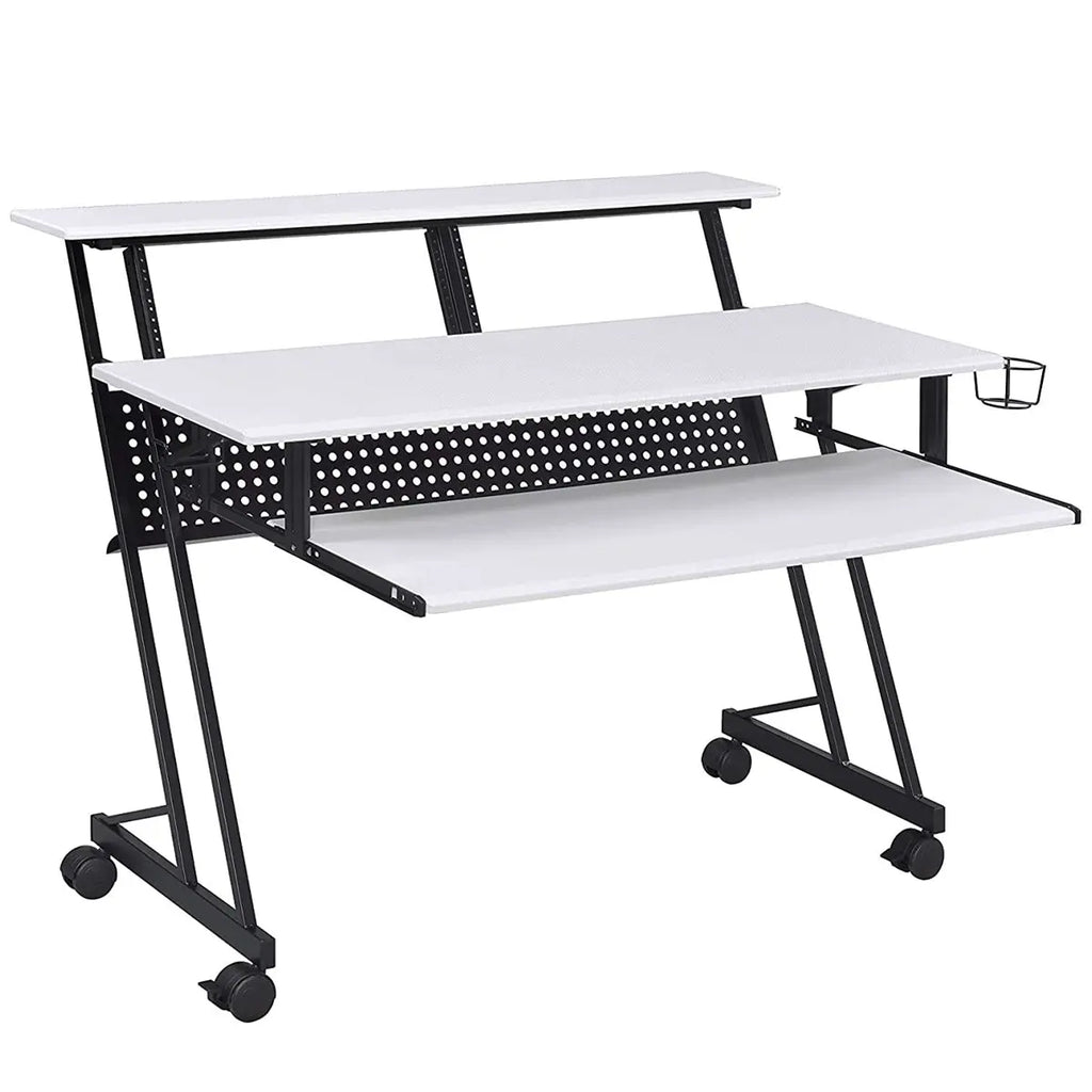 Suitor Wooden Top Music Recording Studio Desk in White Acme Furniture