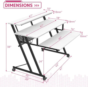 Suitor Wooden Top Music Recording Studio Desk in White Acme Furniture