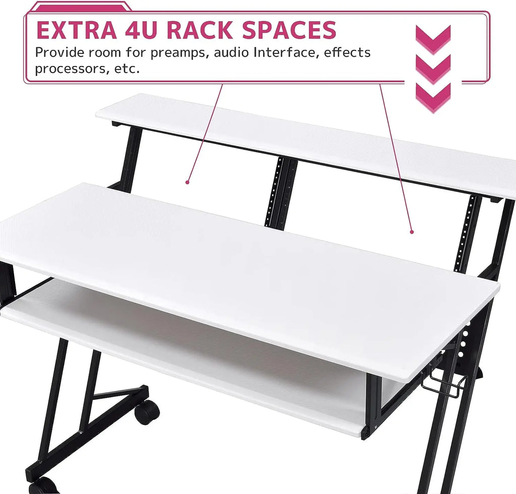 Suitor Wooden Top Music Recording Studio Desk in White Acme Furniture