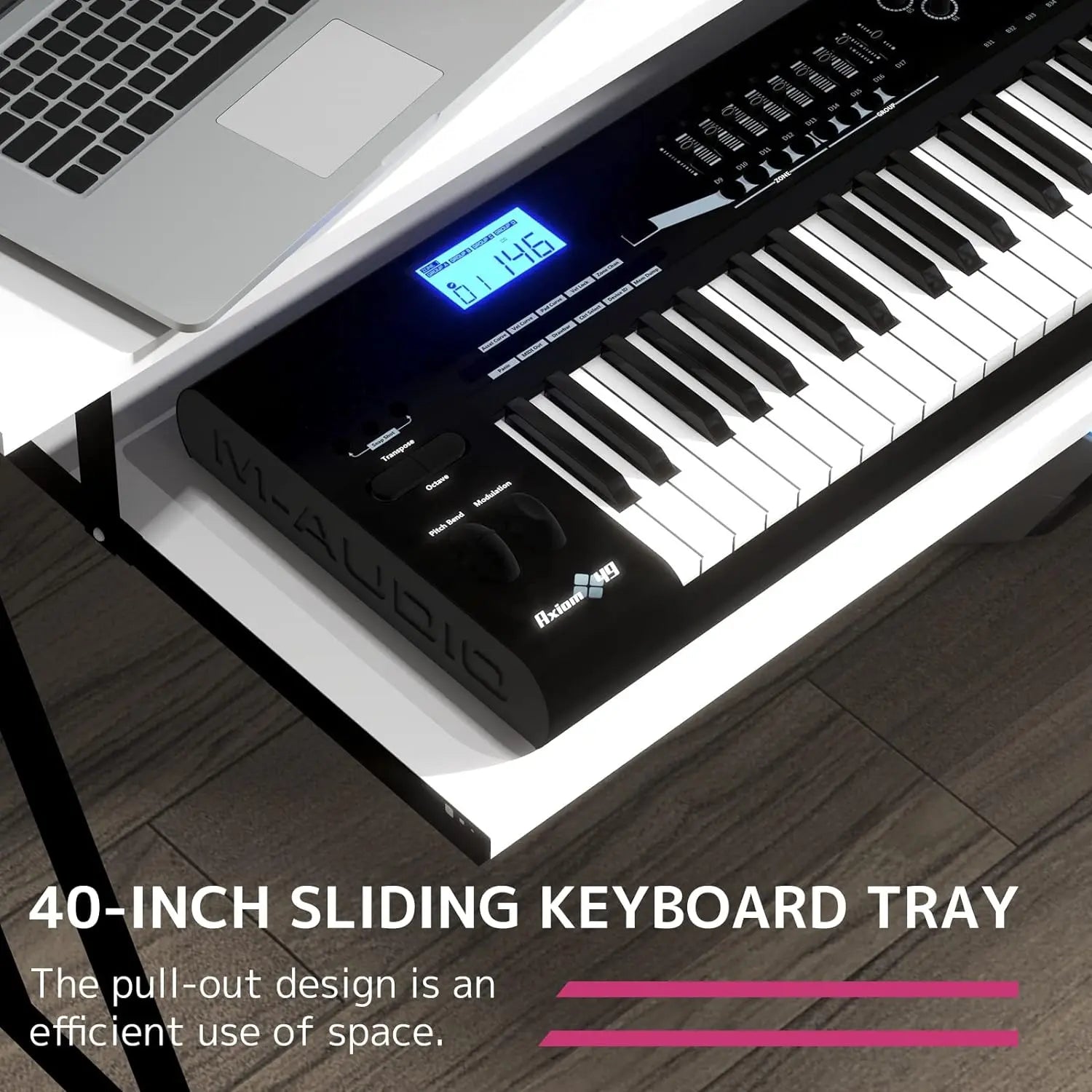 Suitor Wooden Top Music Recording Studio Desk in White Acme Furniture