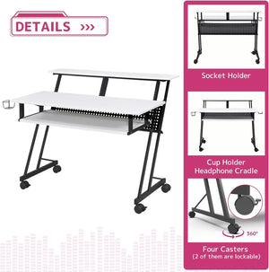 Suitor Wooden Top Music Recording Studio Desk in White Acme Furniture