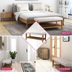 Entryway Shoe Bench Storage Upholstered Bench with Bottom Shelf for Hallway Living Room Bedroom