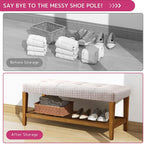 Entryway Shoe Bench Storage Upholstered Bench with Bottom Shelf for Hallway Living Room Bedroom