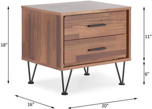 Deoss Wooden Rectangular 2-Drawer Nightstand with V Shaped Legs Acme Furniture