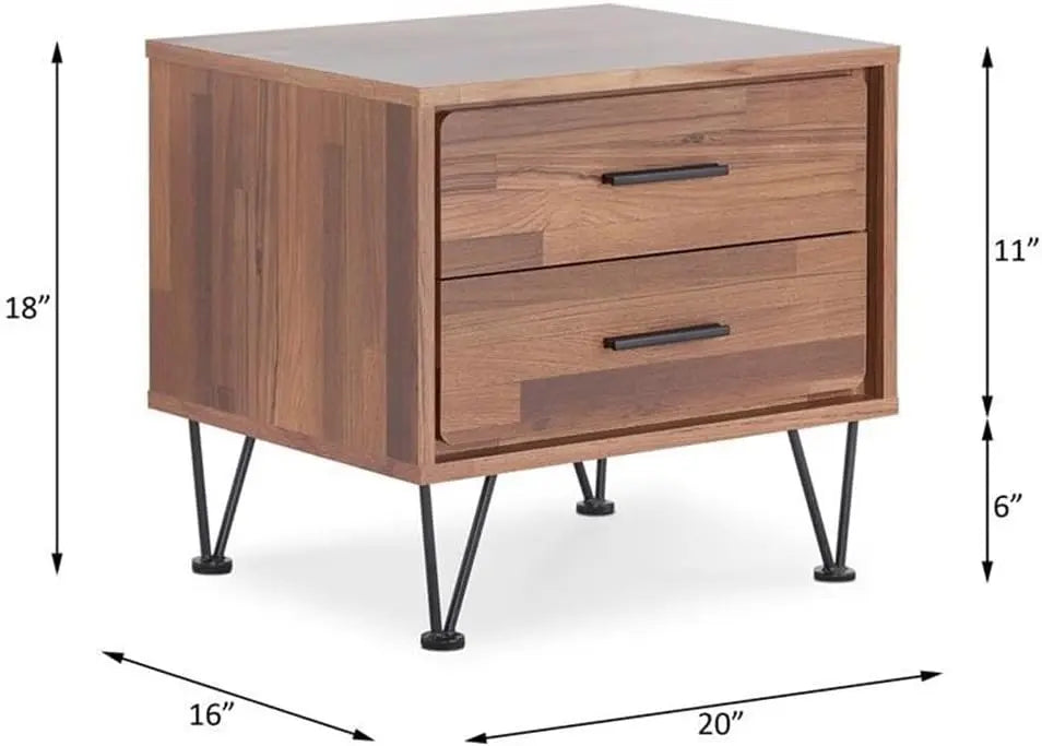 Deoss Wooden Rectangular 2-Drawer Nightstand with V Shaped Legs Acme Furniture