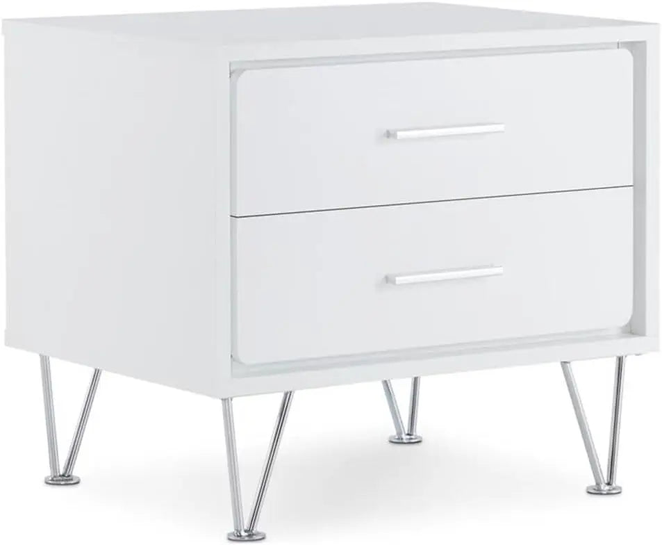 Deoss Wooden Rectangular 2-Drawer Nightstand with V Shaped Legs Acme Furniture