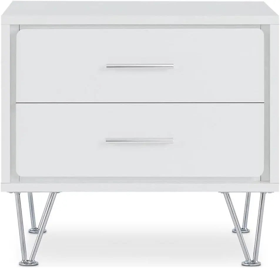 Deoss Wooden Rectangular 2-Drawer Nightstand with V Shaped Legs Acme Furniture