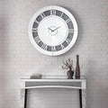 Noralie 39" Round Wall Clock with Mirrored Roman Numerals and Faux Diamond Inlay, Glamorous Mirrored Finish Acme Furniture