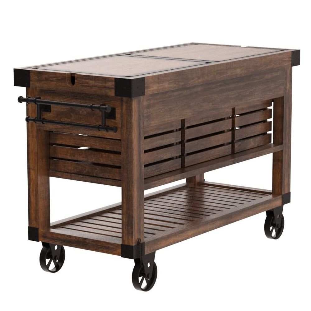 Kaif 3-Drawer Wooden Kitchen Cart with 3 Baskets in Distress Chestnut
