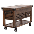 Kaif 3-Drawer Wooden Kitchen Cart with 3 Baskets in Distress Chestnut