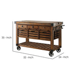 Kaif 3-Drawer Wooden Kitchen Cart with 3 Baskets in Distress Chestnut