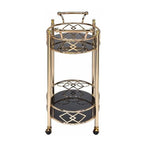 Ottesen Oval Glass Top Serving Cart with 2 Shelves in Gold