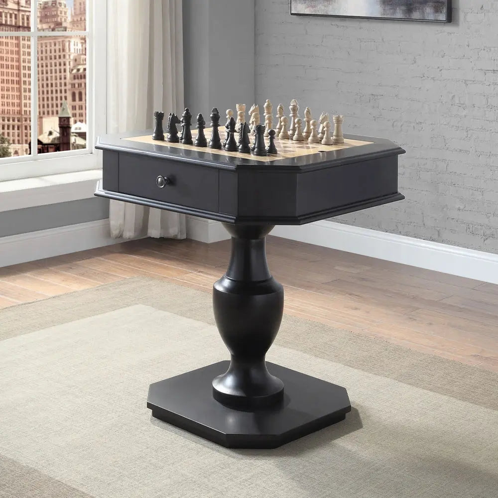 Bishop Game Table in Black Finish with 3-in-1 Reversible Game Tray Acme Furniture