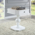 Bishop Game Table in White Finish with 3-in-1 Reversible Game Tray and Pedestal Base Acme Furniture
