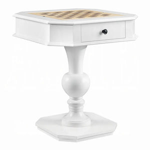 Bishop Game Table in White Finish with 3-in-1 Reversible Game Tray and Pedestal Base Acme Furniture