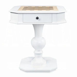 Bishop Game Table in White Finish with 3-in-1 Reversible Game Tray and Pedestal Base Acme Furniture