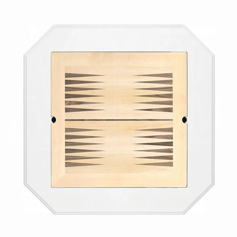 Bishop Game Table in White Finish with 3-in-1 Reversible Game Tray and Pedestal Base Acme Furniture