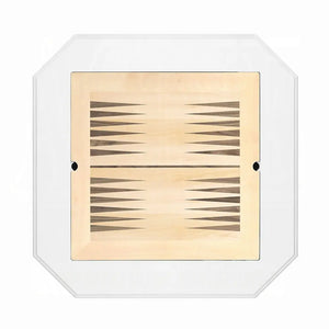 Bishop Game Table in White Finish with 3-in-1 Reversible Game Tray and Pedestal Base Acme Furniture