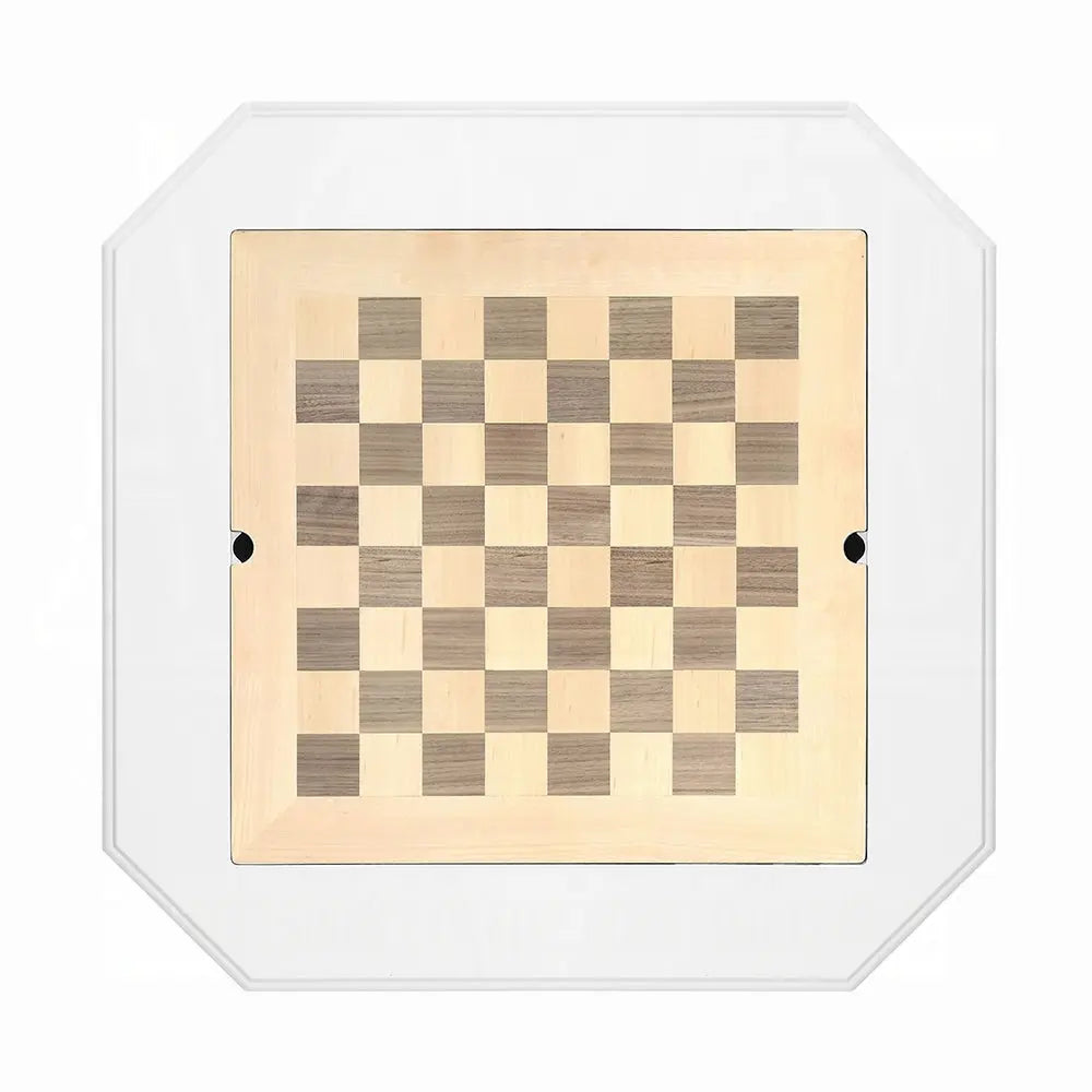Bishop Game Table in White Finish with 3-in-1 Reversible Game Tray and Pedestal Base Acme Furniture