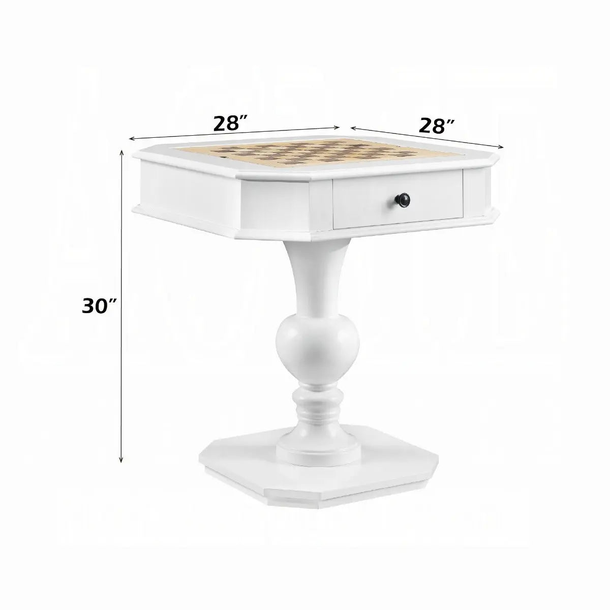 Bishop Game Table in White Finish with 3-in-1 Reversible Game Tray and Pedestal Base Acme Furniture