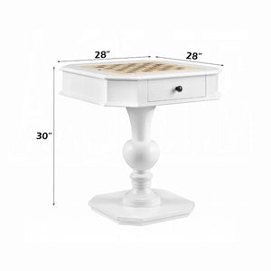 Bishop Game Table in White Finish with 3-in-1 Reversible Game Tray and Pedestal Base Acme Furniture