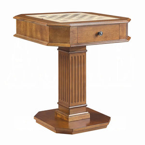 Bishop Game Table in Cherry Finish with 3-in-1 Reversible Game Tray and Fluted Pedestal Acme Furniture