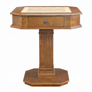 Bishop Game Table in Cherry Finish with 3-in-1 Reversible Game Tray and Fluted Pedestal Acme Furniture