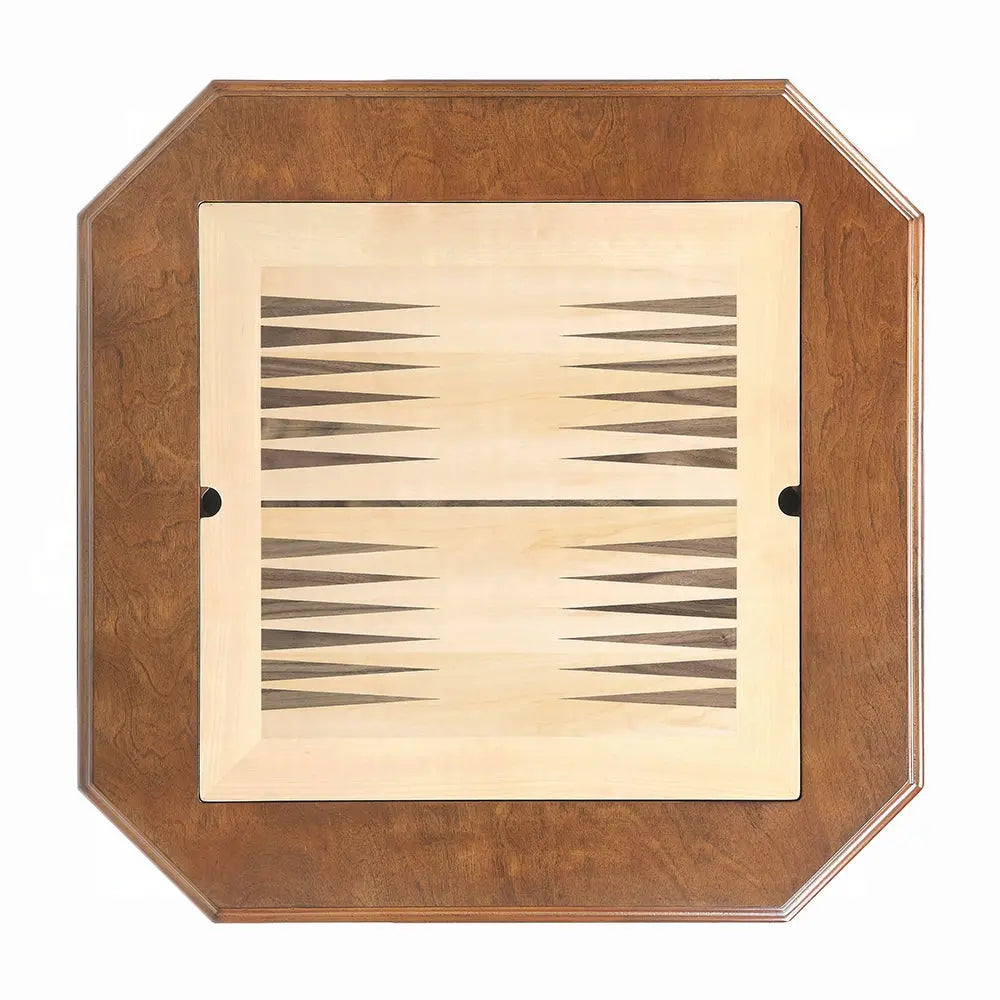 Bishop Game Table in Cherry Finish with 3-in-1 Reversible Game Tray and Fluted Pedestal Acme Furniture