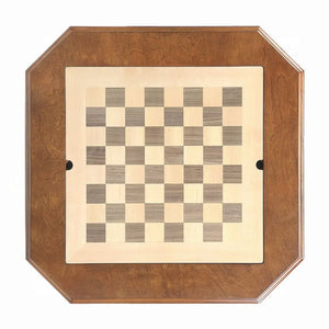 Bishop Game Table in Cherry Finish with 3-in-1 Reversible Game Tray and Fluted Pedestal Acme Furniture