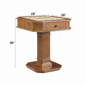 Bishop Game Table in Cherry Finish with 3-in-1 Reversible Game Tray and Fluted Pedestal Acme Furniture
