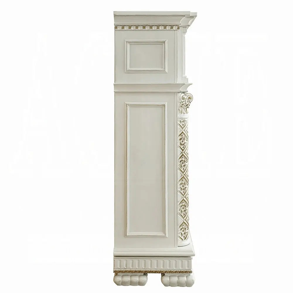 Baroque Bone White Electric Fireplace - 59" with Remote Control and Realistic Flames Acme Furniture