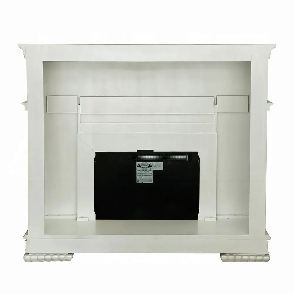 Baroque Bone White Electric Fireplace - 59" with Remote Control and Realistic Flames Acme Furniture