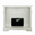 Baroque Bone White Electric Fireplace - 59" with Remote Control and Realistic Flames Acme Furniture
