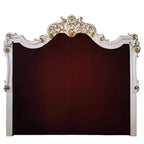 Baroque Bone White King Bed - Tufted Synthetic Leather with Scrolled Legs Acme Furniture