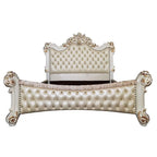 Baroque Bone White King Bed - Tufted Synthetic Leather with Scrolled Legs Acme Furniture