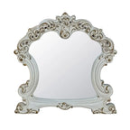 Baroque Bone White Arched Mirror - 47" with Scrolled Molding Trim Acme Furniture