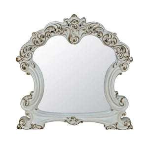 Baroque Bone White Arched Mirror - 47" with Scrolled Molding Trim Acme Furniture