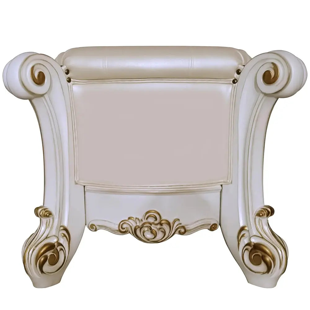 Baroque White Tufted Bench - 74" with Scrolled Legs and Nailhead Trim Acme Furniture