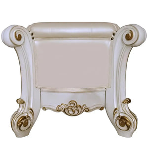 Baroque White Tufted Bench - 74" with Scrolled Legs and Nailhead Trim Acme Furniture