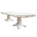 Baroque Bone White Double Pedestal Dining Table - 136" with Extension Leaves Acme Furniture