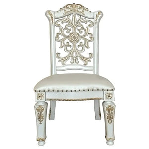 Baroque Bone White Dining Chair - Floral Backrest with Padded Seat and Tapered Legs Acme Furniture