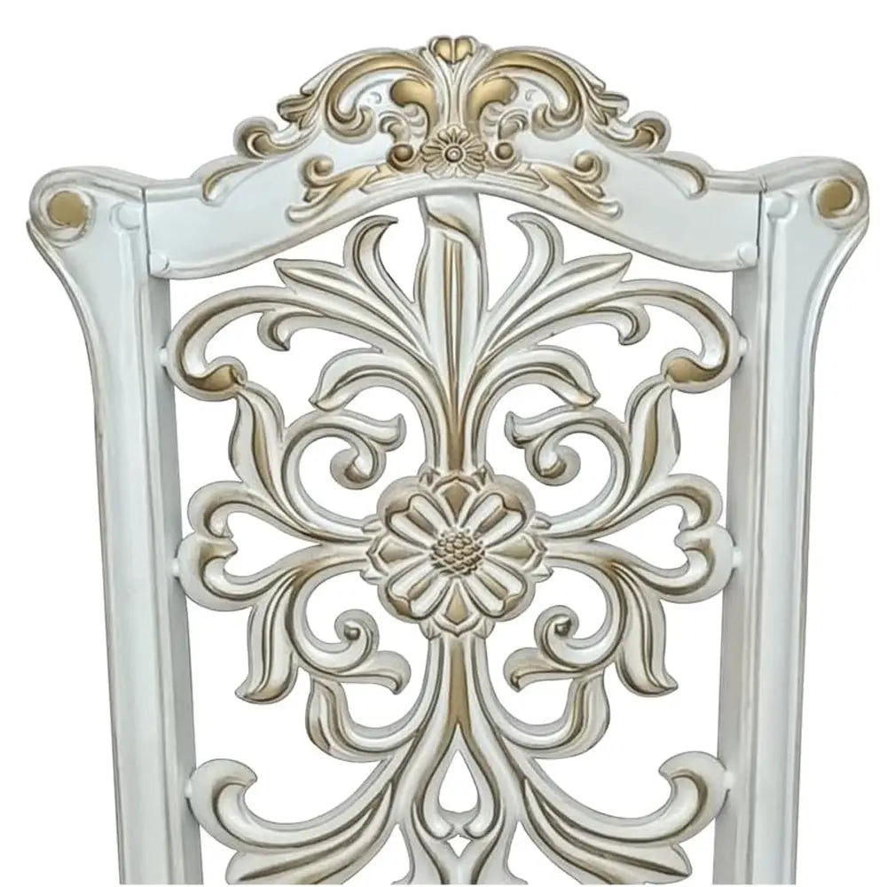 Baroque Bone White Dining Chair - Floral Backrest with Padded Seat and Tapered Legs Acme Furniture