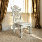 Baroque Bone White Dining Chair - Floral Backrest with Padded Seat and Tapered Legs Acme Furniture