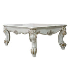 Baroque Bone White Coffee Table - Rectangular with Scrolled Legs and Decor Trim Acme Furniture
