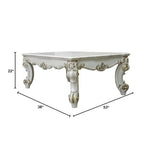 Baroque Bone White Coffee Table - Rectangular with Scrolled Legs and Decor Trim Acme Furniture