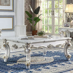 Baroque Bone White Coffee Table - Rectangular with Scrolled Legs and Decor Trim Acme Furniture