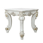 Baroque Bone White Side Table - Square with Scrolled Legs and Decor Trim Acme Furniture
