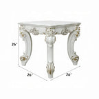 Baroque Bone White Side Table - Square with Scrolled Legs and Decor Trim Acme Furniture